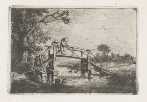 Bir köprüde iki balıkçı by Adriaen van Ostade