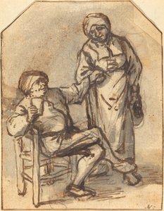 İki Köylü İçiyor by Adriaen van Ostade