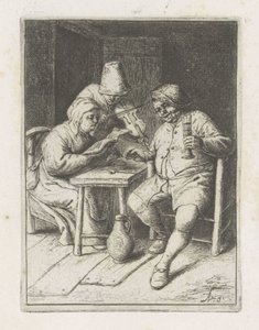 Masada bir çift ile kemancı Konser by Adriaen van Ostade