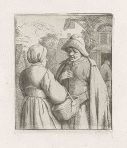 Kadın ve adam konuşuyor by Adriaen van Ostade