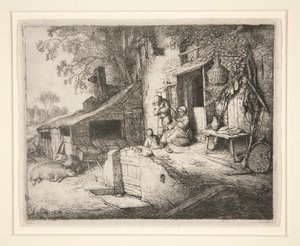 Kulübenin Kapısında Dönen Kadın by Adriaen van Ostade