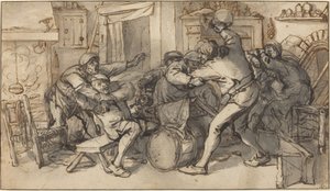 Bir Tavernada Kavga Eden Köylüler by Adriaen van Ostade and Cornelis Dusart