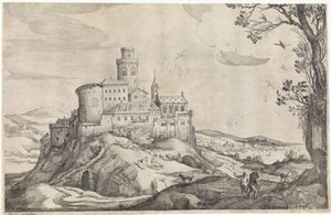 Bir dağda bir kale ile manzara by Adriaen van Stalbemt