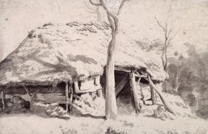 Ormanda Bir Koyun Ağı (tebeşir ve yıkama) by Adriaen van de Velde
