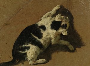 Oynayan kedi (fırça çizimi)