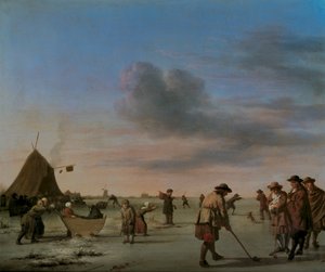 Haarlem yakınlarındaki Buzda Golfçüler, 1668 (panel) by Adriaen van de Velde