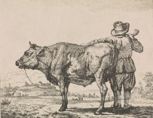 Boğa ile duran adam by Adriaen van de Velde