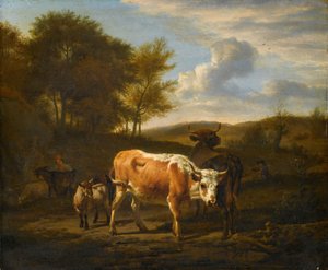İnekler ile Dağlık Manzara by Adriaen van de Velde
