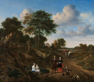 Peyzajda İki Çocuklu ve Hemşireli Bir Çiftin Portresi Peyzajda İki Çocuklu ve Hemşireli Bir Çiftin Portresi by Adriaen van de Velde
