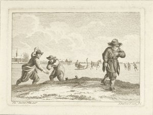 Anthonij van der Haer tarafından oyulmuş kartopu atıcılar, c.1745-85 (gravür) by Adriaen van de Velde