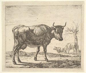 Farklı Hayvanlardan Üç İnek. by Adriaen van de Velde