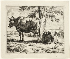 Bir Ağacın Altında İki İnek by Adriaen van de Velde
