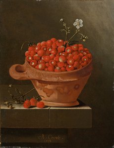 Toprak kapta çilek ile natürmort, 1704 by Adrian Coorte