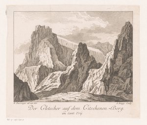 Alplerde bir buzulun görünümü Der Gletscher auf dem Gitschenen-Berg (nesne üzerindeki başlık)