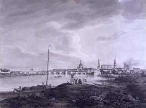 Dresden görünümü, c.1788 (kağıt üzerinde grafit üzerine mürekkep ve yıkama)
