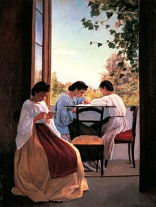 Nakışçılar Adriano Cecioni (1836-1886), tuval üzerine yağlıboya, 52x41 cm detay
