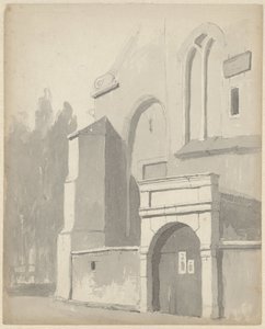 Bir kilisenin giriş kapısından görünüm by Adrianus Eversen