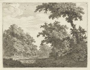 Ormanda bir yol boyunca dinlenen gezginler by Adrianus Serné