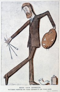 Kees Van Dongen (1877-1968), Alman asıllı Fransız ressam hakkında karikatür. 15/10/1921 tarihli “” Fantasio”da Barrère tarafından çizim