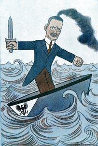 Wilhelm Cuno'nun (1876-1933) denizcilik işlerinden sorumlu Alman politikacı tarafından çizilen karikatürü. Fantasio'dan Adrien Barrere'nin (1877-1931) çizimi by Adrien Barrere