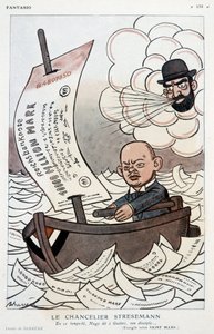 Alman Şansölyesi Gustav Stresemann (1878-1929) ve İşaretin Devalüasyonu Üzerine Karikatür - Adrien Barrere (1877-1931) tarafından 01/11/1923 tarihli “Fantasio””da