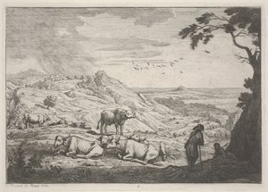 İneklerle Peyzaj by Adrien Manglard