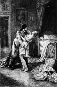 Adrien Moreau'nun (1843-1906) gravürü, Francois Marie Arouet dit Voltaire'in (1694-1778) “” Candide”ini resmediyor. by Adrien Moreau