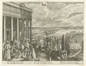 Nisan Aprilis (nesne üzerindeki başlık) On İki Ay (dizi adı) by Egidius  Sadeler (II)