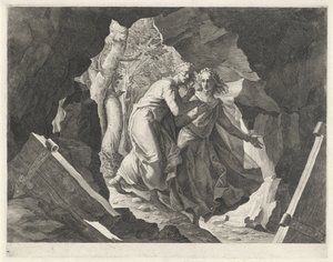 Dante ve Virgil cehenneme bir kapıdan girerler. by Egidius  Sadeler (II)