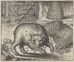 Ayı ve Arılar Masalı by Egidius  Sadeler (II)