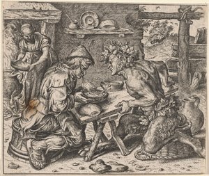 Köylü ve Satyr Masalı by Egidius  Sadeler (II)