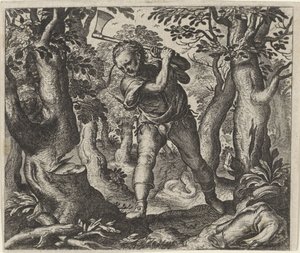 Oduncu ve Orman Masalı by Egidius  Sadeler (II)