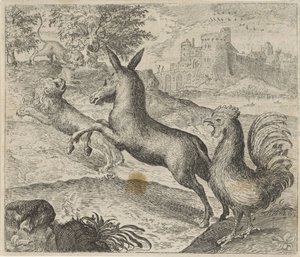 aslan, eşek ve horoz masalı
