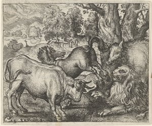 Yaşlı Aslan Masalı by Egidius  Sadeler (II)