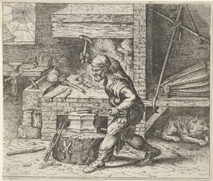 Demirci ve Köpek Masalı by Egidius  Sadeler (II)