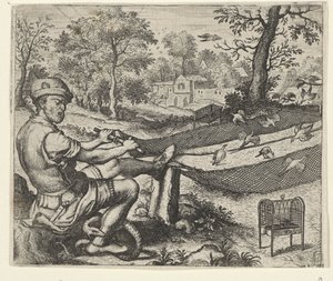 Birdcatcher ve Yılan Masalı by Egidius  Sadeler (II)