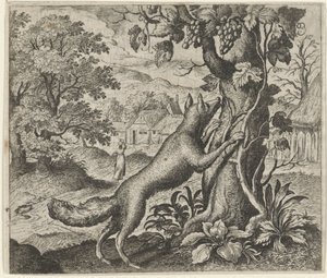 Tilki ve Üzüm Masalı by Egidius  Sadeler (II)