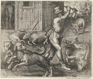 Bir Çiftçinin ve Köpeklerinin Masalı by Egidius  Sadeler (II)