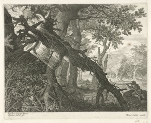 Orman Manzarasında Tavşan Avı Altı Manzara (dizi başlığı) by Egidius  Sadeler (II)