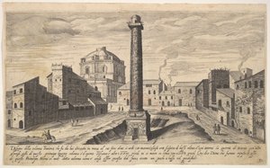 Levha 31: Trajan sütununun görünümü, kaidesi yerden çıkarılarak gösterilmiştir, su..., 1606. by Aegidius Sadeler II