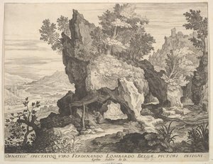 St. Jerome ile kayalık manzara. by Aegidius Sadeler II