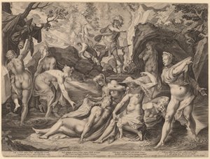 Diana, Actaeon'a Şaşırdı by Aegidius Sadeler II after Joseph Heintz the Elder
