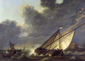 Hollanda Halicindeki Tekneler Fırtınada Öldü by Aelbert Cuyp