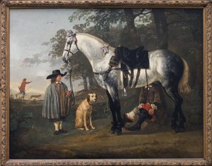 Bir manzara içinde gri at. Albert (Aelbert veya Aelbrecht) Cuyp (1620-1691), tuval üzerine yağlı boya, yaklaşık 1650. Hollanda sanatı by Aelbert Cuyp