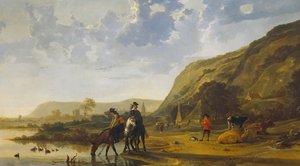 Binicilerle nehir manzarası, 1655 by Aelbert Cuyp