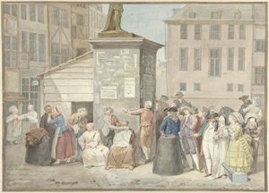 20 Ekim 1787'de Belçika'da devrim sırasında rahipler ve rahibelerle meydan by Aert Schouman (signed by artist)