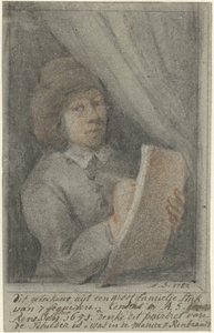Constantine Daniel à Renesse'nin kendi portresini içeren bir resmin detayı by Aert Schouman