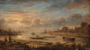 Gün Doğumunda Nehir Manzarası by Aert van der Neer (copy after)