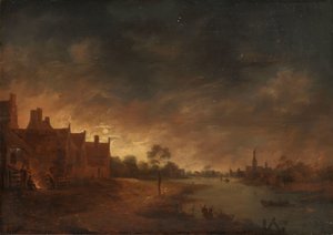 Ay Işığında Nehir Manzarası by Aert van der Neer (copy after)