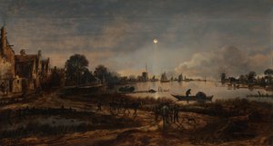 Ay Işığında Nehir Manzarası Mehtap Manzarası by Aert van der Neer